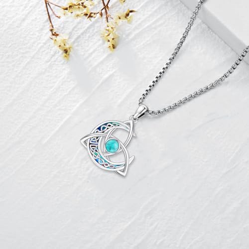 Pentagram/Sun Moon/Celtic Witches Knot/Santa Muerte/Triple Moon Goddess/Hecate Necklace Sterling Silver Magic Wiccan Pagan Amulet Jewelry for Women Men3