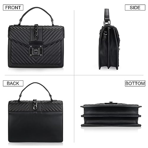 Top Handle Bag Quilted Crossbody Bags Trendy Designer Handbags for Women Black Leather Cross Body Satchel Purses Shoulder Bag3