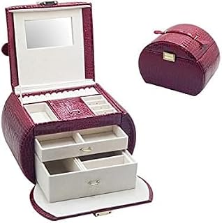 Premium PU Jewelry Box – Elegant Desktop Organizer for Earrings, Rings & Accessories - Stylish Red Storage Solution for Home & Travel