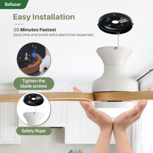Sofucor 42 Inch Smart Ceiling Fans with Lights and Remote, APP Control by Sofucor - Used condition - Image 9