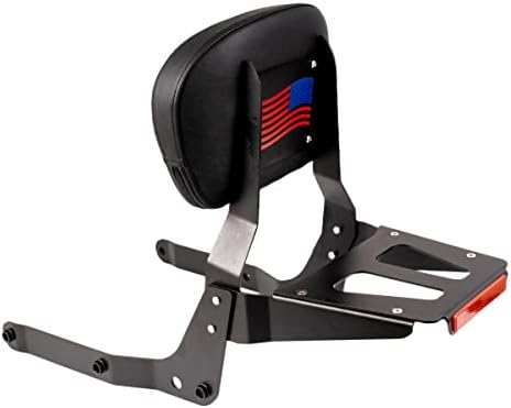 Gamyipp Powersports Sissy Bar with Backrest Flag Pattern Luggage Rack for Honda Shadow Aero VT 750 VT750CS 2004 to 2020 (Black)