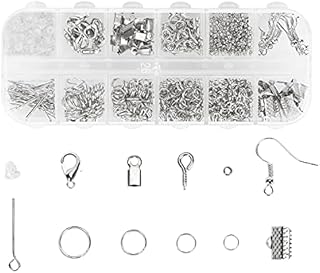 Jewelry Making Supplies Kit, Jewelry Findings Starter Kit, Jewelry Repair Accessories with Open Jump Ring Lobster Clasp for DIY Jewelry Making and Repair Necklace, Bracelet, Earrings (Silver)