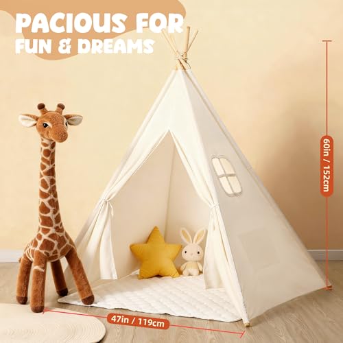 Kids Teepee Tent for Kids, Kid Play Tents for Girls & Boys, Gifts Playhouse for Indoor Outdoor Games, Toddler Toys House - Additional View