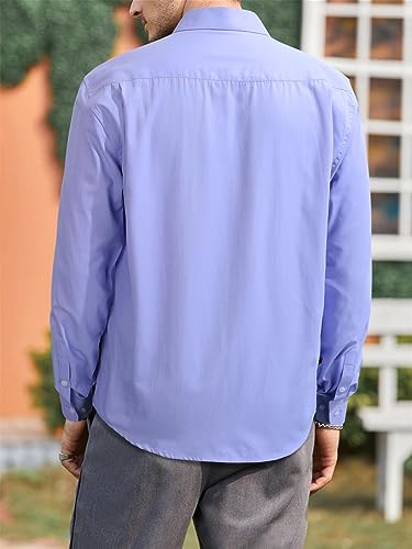 Image of HISDERN Mens Dress Shirts Long Sleeve Button Down Casual Shirts for Men Inner Contrast Formal Business Tuxedo Wedding Shirt