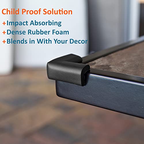 Furniture Edge And Corner Guards | 16.2Ft Protective Foam Cushion | 15Ft Bumper 4 Adhesive Childsafe Corners | Baby Child Proofing Foam Set And Safe For Table, Fireplace, Countertop | Black #TOP2