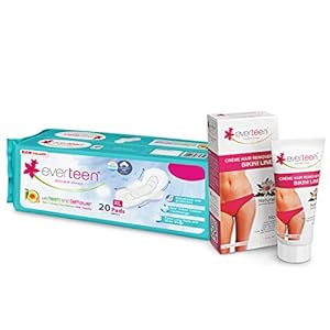 everteen Combo Bikini Line Hair Remover Creme 50g & XL Dry Sanitary Napkin Pads with Neem and Safflower – (20 Pads…