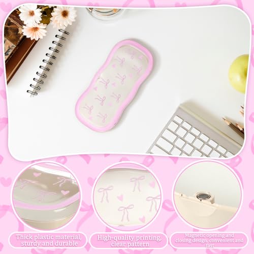 Image of Beeveer Bow Glasses Case Hard Shell Coquette Pink Bow Clear Eyeglass Case Cute Holder for Sunglasses and Reading Glasses Coquette Gifts for Women Men Girls