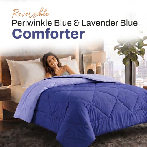 Image of DECORUM Reversible Comforter Double Bed 250 GSM | Periwinkle Blue & Lavender Blue | Ultra Soft Microfiber Quilt | All Season Lightweight Comforter | (228 X 223 CM)