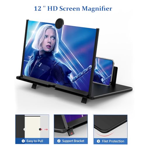 12" Screen Magnifier for Cell Phone,Fanlory 3D HD Magnifying Projector Screen Enlarger for Movies, Videos and Gaming, Foldable Phone Stand with Screen Amplifier,Gifts for Mom Dad & Family by Fanlory - Image 2