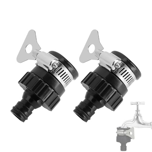 2 Stück Schlauchanschluss Wasserhahn Universal Wasserdieb Gartenschlauch Adapter Wasserhahn Wasseranschluss Wohnmobil mit gummiertem Griff für Garten Küche Camping
