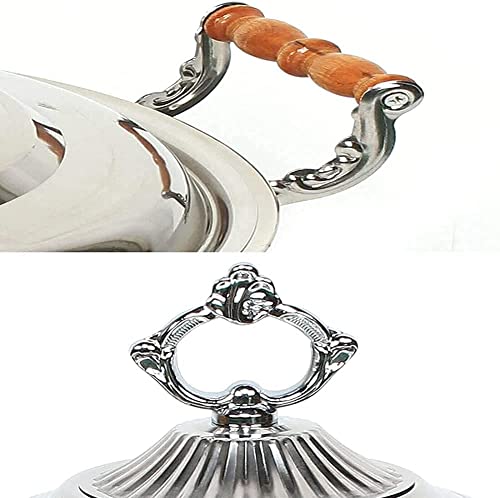 Chafing-Dish-Buffet-Set, runder Chafing-Dinner-Servier-Buffetwärmer aus Edelstahl in voller Größe mit Pfannen, Deckel, Griff und Brennstoffhalter – Bild 8