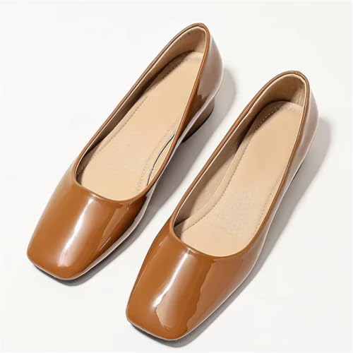 Women's Luxury Slip-On Pumps Square Toe Dress Leather Shoes2
