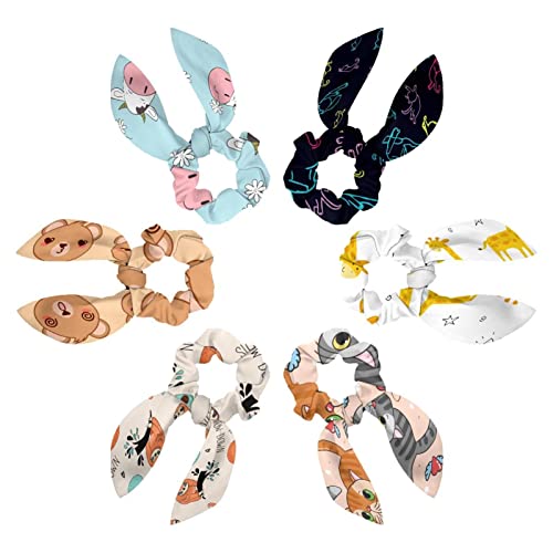 Chouchous pour cheveux anti-casse nœuds queue de cheval élastique chat multicolore