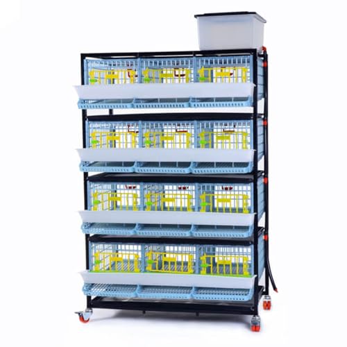 Hatching Time Jumbo Quail Breeding Cage 4 Layer Stackable Quail Coop for 60+ Birds | Easy Clean Rust-Free Plastic Bird Cage, Longer Waste Trays, Removable Dividers, Jumbo Flooring, Easy Egg Collection