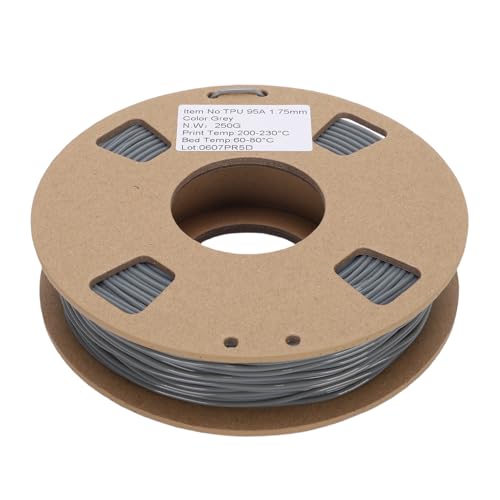 Nurnesy 1.75mm TPU Filament 250g - 95A Flexible Soft 3D Printer Filament | 0.02mm Accuracy Grey TPU for Most 3D Printers