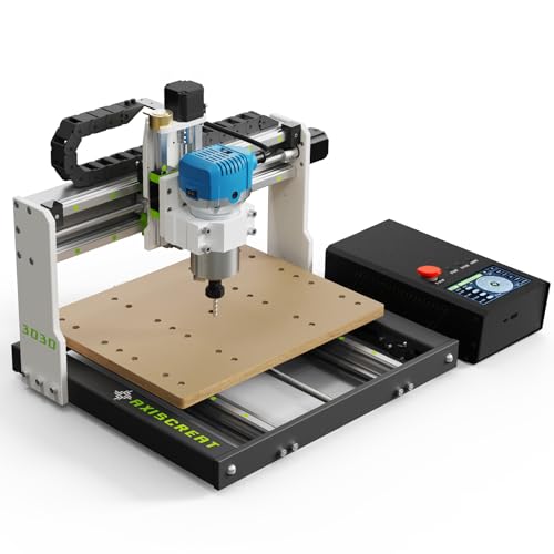 Axiscreat 3030 Beginner CNC Machine, 710W Router, Touch Offline Control, 3-Axis Limit Switches & E-Stop, Plug and Play, Ideal for Cutting Metal, Wood, Acrylic, MDF, and Plastic, 300x300x75mm Work Area