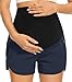 PACBREEZE Women's Maternity Shorts Over Belly Quick Dry Workout Athletic Running Shorts with Zipper Pockets (Dark Navy, Small)