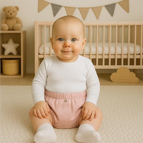 BABIDU Unisex Baby Braguita Básica Bebé Algodón 100%, Diseño Cómodo Y Suave Con Goma Elástica En Cintura Y Piernas Slip, Rosa, 9 Months