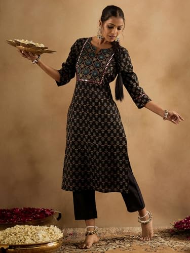 Image of INDO ERA Women's Cotton Straight Fit Floral Printed Kurta (IESTR10060)