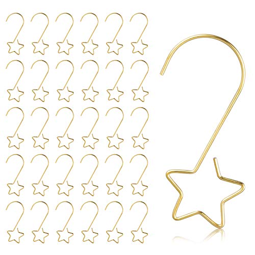 MELLIEX 60 Stück Kugelaufhänger, Stern Weihnachtsbaum Haken Gold...