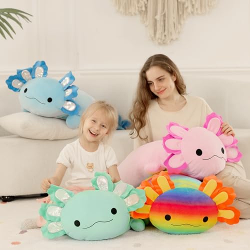 Image of BENINY Large Axolotl Plush Toy, 39 inch Giant Axolotl Stuffed Animal Plush, Big Huggable Toys Gift for Girls Kids, Long Squishy Pillow for Holiday Birthday Christmas, Rainbow