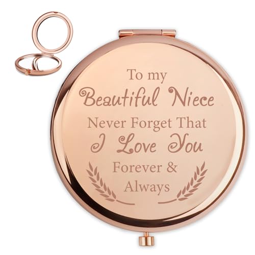 CDIXlmuz Niece Gift from Auntie - Birthday Present Going to University Gift for Her Compact Mirror - Under 5 Pounds