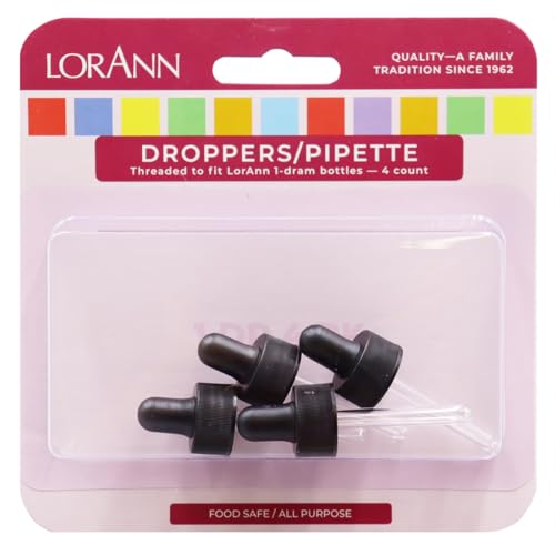 LorAnn Dropper, Small Threaded (for 1 dram Bottles) 4 Piece Package - blistered