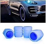 Tire Valve Stem Caps for Car, 4PCS Noctilucous Tire Air Caps Cover, Illuminated Auto Wheel Valve Stem Cap, Car Accessories Universal for Car, Truck, SUV, Motorcycles, Bike (Blue)