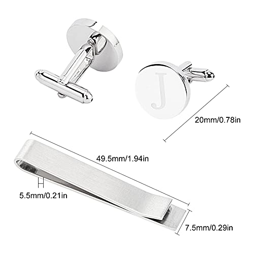 GORGECRAFT Klassieke Manchetknopen voor Mannen Tie Clips en Manchetknopen Sets voor Mannen Alfabet Initiële Letter Manchetknopen voor Formele Zakelijke Bruiloft,J - Image 3