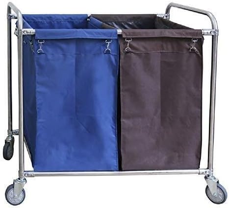 Laundry Basket on Wheels Laundry Hamper Sorter Cart With 2 Remoable Bags And Mute Wheels, Commercial Serice Trolley For Laundry