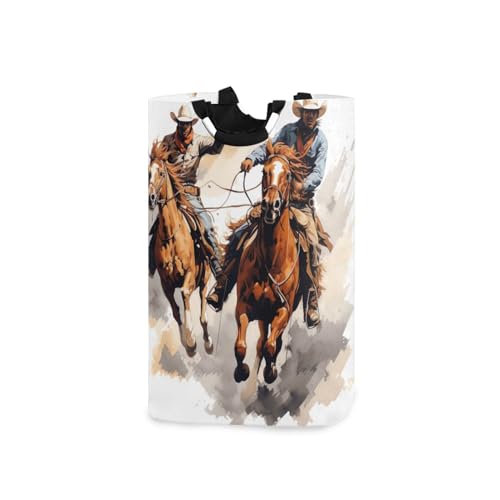Jihqo Laundry Hamper Basket Western Cowboys Collapsible Nursery Storage Bin Waterproof Clothing Baskets for Home Bedroom Bathroom Washing Room