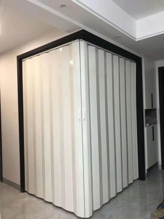Puerta Plegable de Esquina de PVC Tipo Concertina, Puerta Plegable Tipo acordeón/mampara de Ducha (60 x 60, 70 x 70, 80 x 80, 90 x 90, 100 x 100, 120 x 120 cm), Separador Temporal para espac
