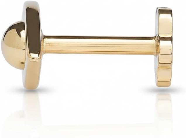 JewelryWeb - 14k Yellow Gold 18G Polished Eye Conch Tragus Helix Piercing Jewelry - 9mm x 4mm - Flat Back Stud Earring - Internally Threaded Labret - Hypoallergenic Non Tarnish