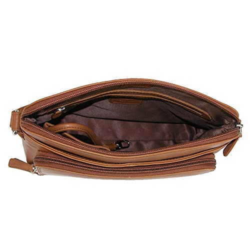 Ctm® Women's Leather Shoulder Bag Purse With Side Organizer, Antique Saddle #TOP2