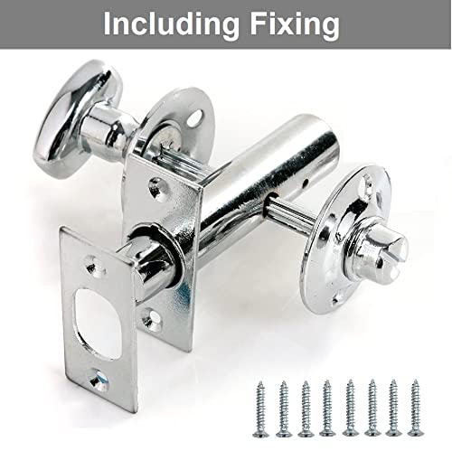 TERF® Heavy Duty Polished Chrome 60mm Thumb Turn Security Bolt Door Lock and Emergency Coin Release Thumb-turn Privacy Door Lock with Fixing Screws For Toilet Bathroom - Image 3