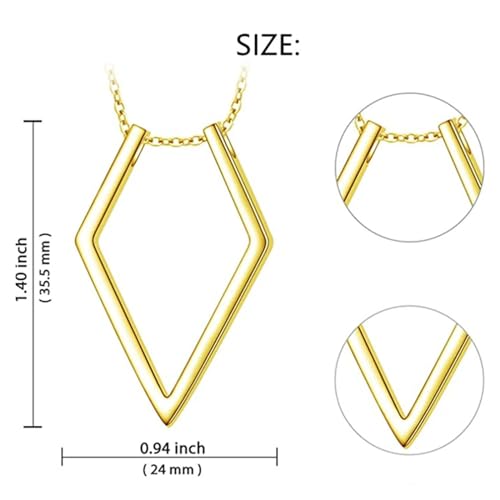 Collier porte-bague en argent sterling 925 géométrique 45 cm