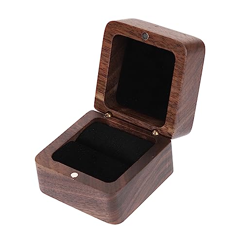 LIFKOME Caja De Anillo De Compromiso Portátil De Madera Para Boda Estilo Sencillo Para Propuestas y Ceremonias Diseño Sola Posición Sin Personalización