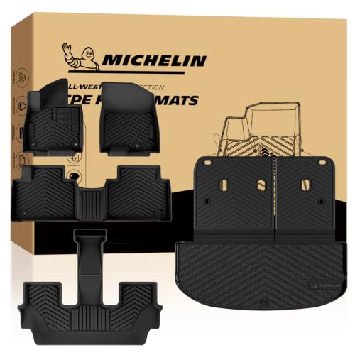 Image of Michelin Vehicle Mats for 2027 Kia Telluride Hybrid (5 Piece) | Not Fit 2020-2025 or Gas, All-Weather TPE Custom Fit Liner, Premier