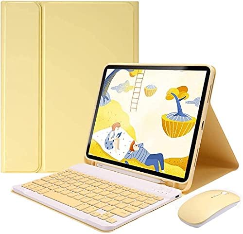PboyiqiS iPad Air 5 2022/Air 4 2020 Keyboard Case with Mouse Detachable Wireless Bluetooth Keyboard Pencil Holder Slim Leather Smart Cover for iPad Air 10.9" 5th/4th Gen, Purple