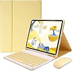 Keyboard Case for iPad Mini7 A17 Pro/Mini6 with Mouse, Case for iPad mini 7th/6th Generation 8.3 inch with Detachable Wireless Bluetooth Keyboard Pencil Holder Slim Leather Smart Cover, Yellow