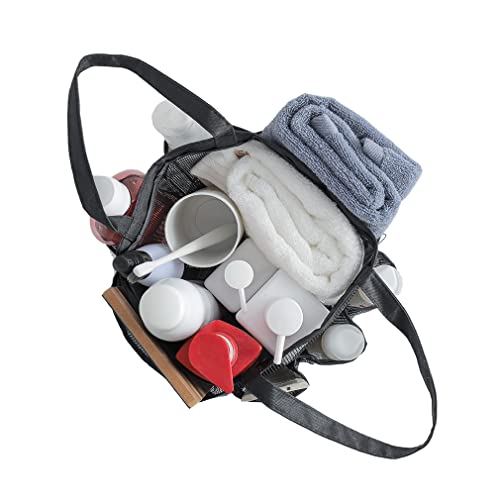 IBLUELOVER Mesh Shower Caddy Bag Bath Organizer Mesh Beach Bag Tote Waterproof Swim Bag Outdoor Grocery Organizer Cosmetics Travel Bag for Bathroom Dorm Gym Camping Beach Spa,21x18x 22cm - Image 2