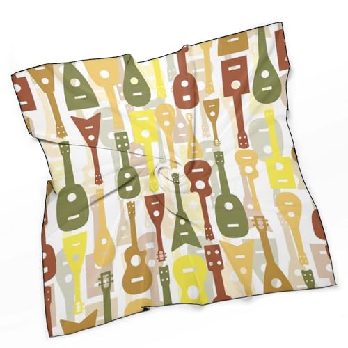 Musical Instrument of Ukulele Pattern Scarf For Women Silk Head Scarf Square Hair Scarves Shawls Hair Wraps Bandana Neckerchief Decor for Adult 27 * 27 Inches3