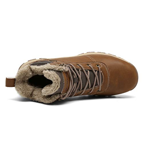 Image of TSIODFO Men's Waterproof Snow Boots Leather Hiking Boot
