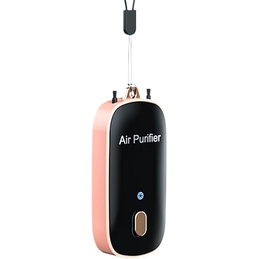 EVATTA Wearable Air Purifier Necklace Portable Personal Air Cleaner | Rechargeable, Filter-Free | Eliminates 99.9% PM2.5, Dust, Smoke, Allergens | Lightweight & Silent for Travel, Office (Pink)