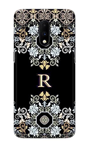 Image of PRINTFIDAA Name II Initial II Letter Floral Pattern Alphabet R Printed Designer Hard Back Case Cover for OnePlus 6T / OnePlus 7 -(SS) MVN1007