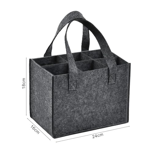 Bbtcxjs Felt Wine Bottle Carrier BagWine Bottle Bag for 6 Bottles Wine Carrier Bags with Handle, Tote Bags - Image 2