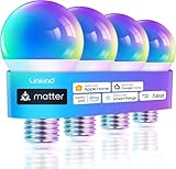 Linkind Ampoule Connectée WiFi, Ampoule LED E27 Multicolore RGB 1800K 6500K, Dimmable 9W 800LM, Compatible avec Alexa/Google Home/SmartThings, Synchronisation Musicale, pour Noël, Fête, 4 PCS