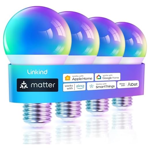 Linkind Ampoule Connectée WiFi, Ampoule LED E27 Multicolore RGB 1800K-6500K, Dimmable 9W 800LM, Compatible avec Alexa/Google Home/SmartThings, Synchronisation Musicale, pour Halloween, Fête, 4 PCS