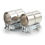 LCGP 2 Inch Exhaust Clamp,2 Pcs Lap Joint Band Exhaust Clamp 304 Stainless Steel Suitable for Catalytic Converters, Exhaust Tips, Exhaust Manifolds, Exhaust Hoses and Exhaust Muffler Repair Projects.