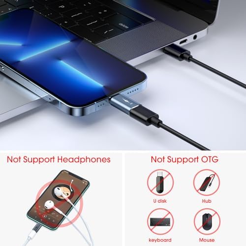 TechMatte Adapter USB C do Lightning, szybkie ładowanie 27 W, kompatybilny z iPhone 14/13/12/11 Pro Max Mini/X/XR/XS/SE/8/7/6/iPad/iPod/AirPods, obsługuje transmisję danych, z linką zapobiegającą